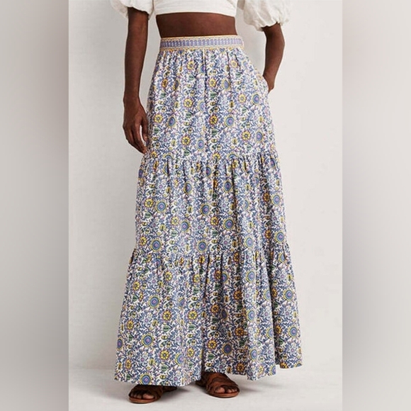 Boden Dresses & Skirts - Boden Blue, Yellow and White Floral Tiered Maxi Skirt